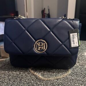 Badgley Mischka Midnight Blue Quilted Shoulder Bag